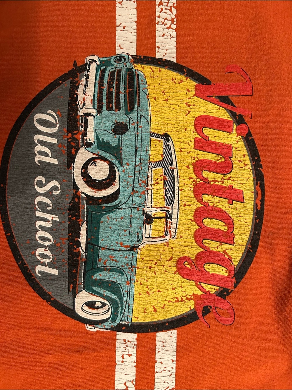 ROMWE Orange Vintage Car Graphic Tee